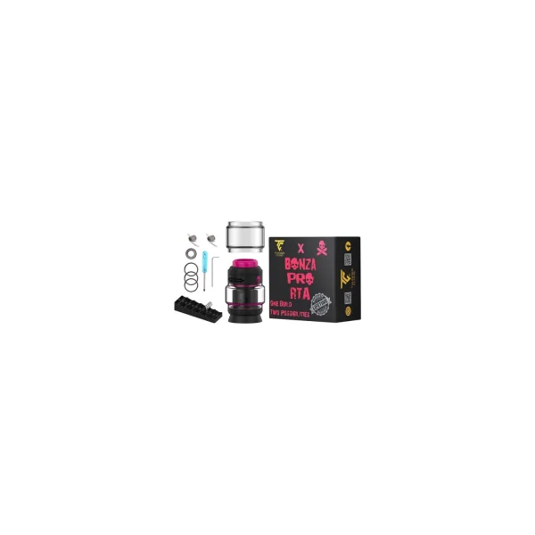 Atomiseur Bonza Pro RTA Black Pink LIMITED ÉDITION - Thunder Cloud X Vaping Bogan