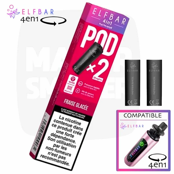 ELFBAR 4 en 1 | Pod Fraise Glacée