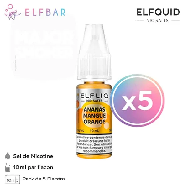 Elfbar | Elfliq saveur Ananas Mangue Orange 10 ml x 5 | Eliquide