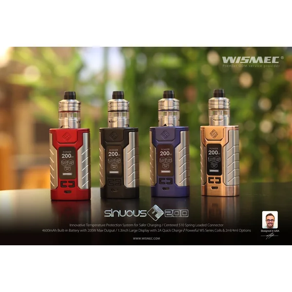 Kit SINUOUS FJ 200 200W - Wismec avec Divider Tank 4600mAh & 4ML