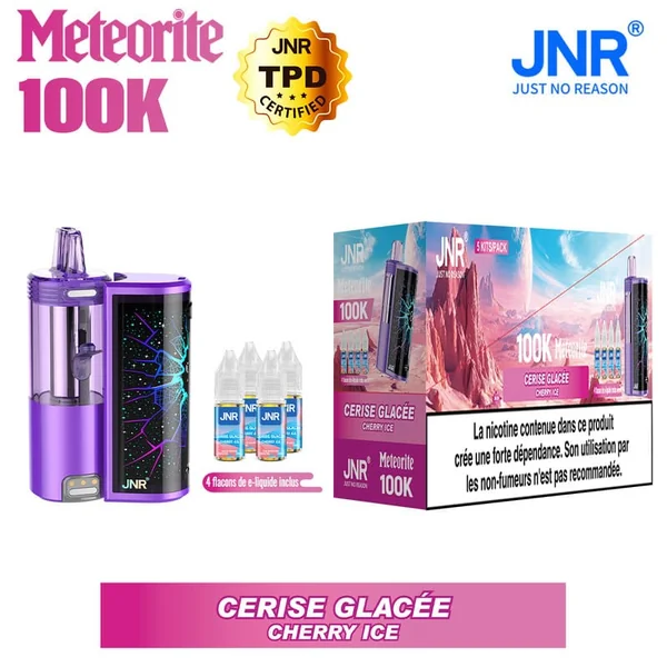 Meteorite 100K JNR – Kit Pod Rechargeable 1200mAh + 4 Flacons 10ml 20mg