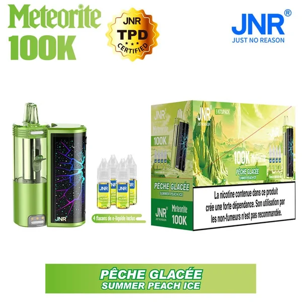 Meteorite 100K JNR – Kit Pod Rechargeable 1200mAh + 4 Flacons 10ml 20mg