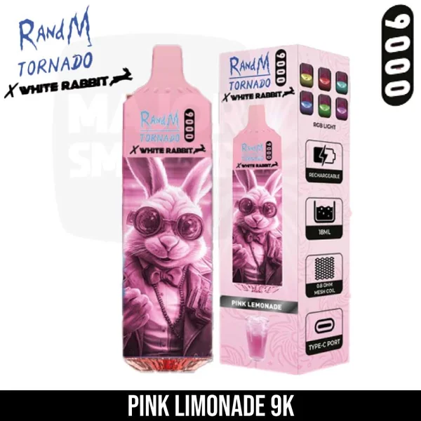Puff 9000 Random Tornado x White Rabbit | Saveur Pink Lemonade
