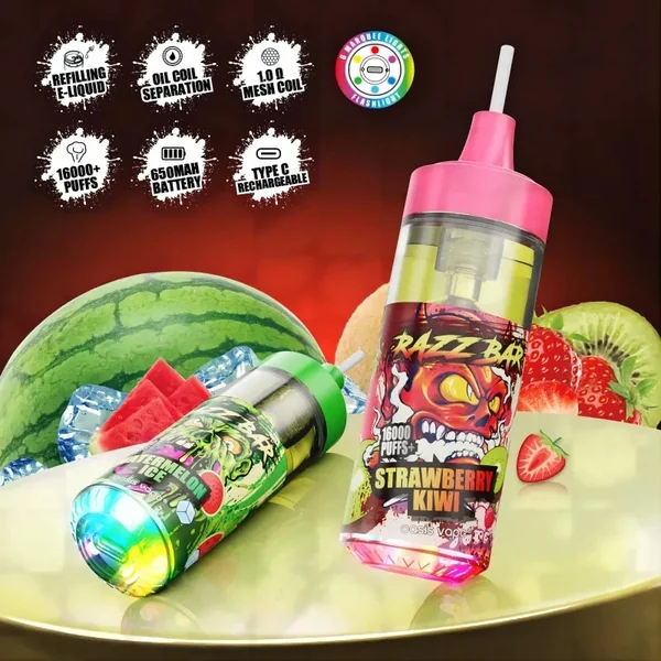 Razz Bar 16000 Puffs Vape Type-C Chargement